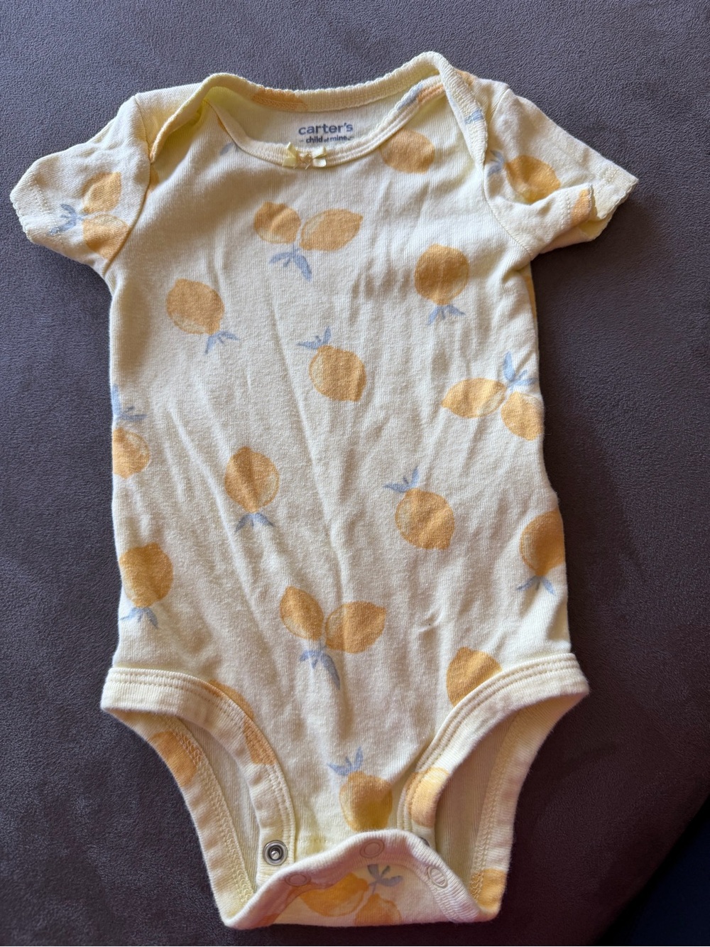 Carters  Yellow Lemon Print Short Sleeve One-Piece Bodysuit